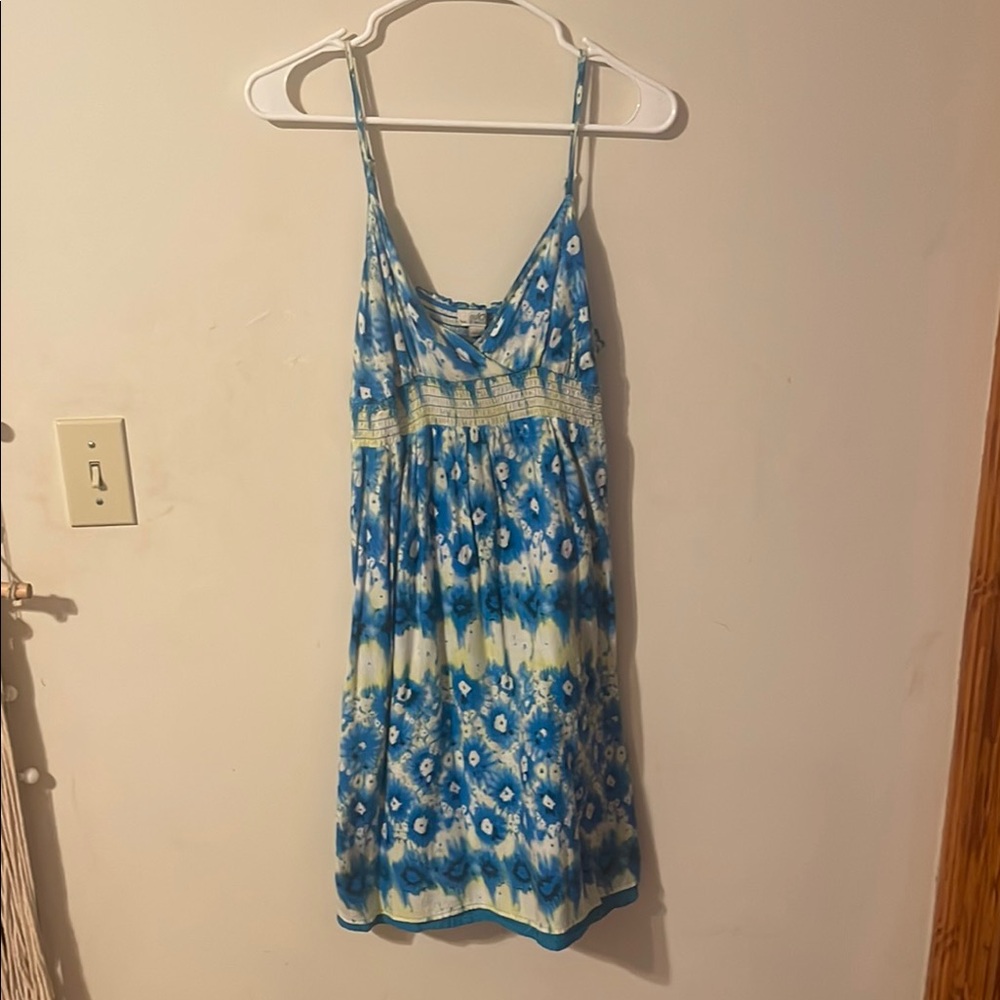 Blue, Yellow, and White Floral Sun Dress
